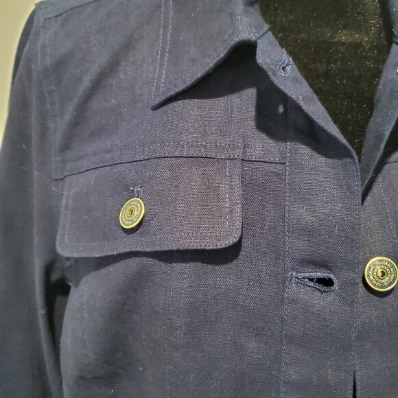 Isaac Mizrahi Navy Blue Linen Blend  Denim Style 3/4 Sleeve Jacket  10 - Picture 5 of 8